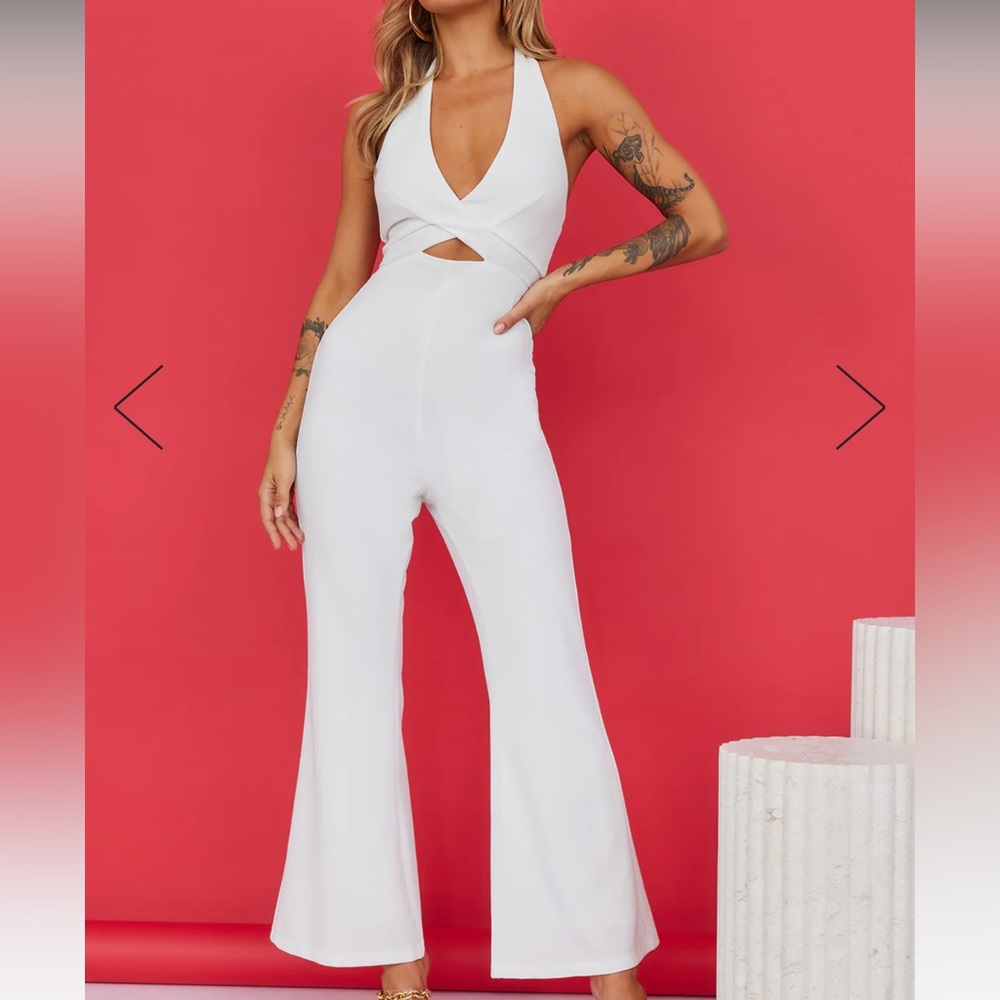 Hello Molly White Crepe Jumpsuit S